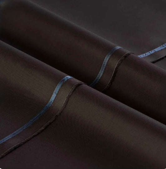 Deep Chocolate Brown Semi-Stiff Cotton Unstitched Suit