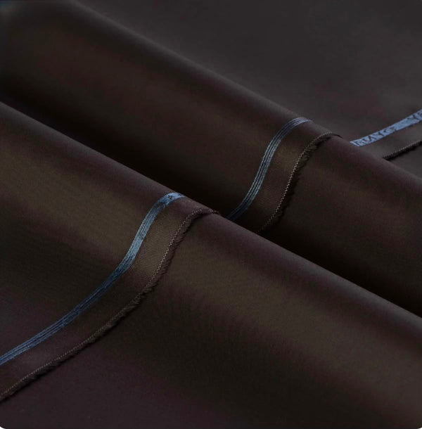Deep Chocolate Brown Semi-Stiff Cotton Unstitched Suit