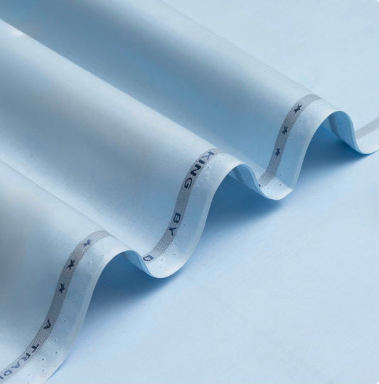 ☁️ Luxe Sky Azure – Premium Semi-Stiff Unstitched Cotton Fabric