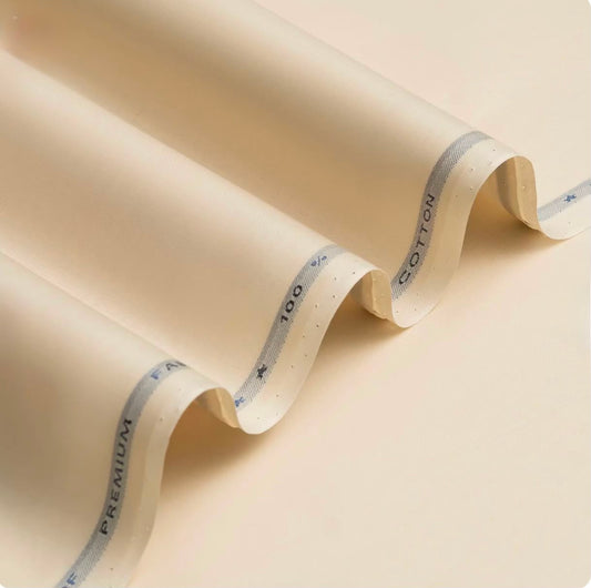 🕊️ Luxe Cream Pearl – Premium Semi-Stiff Unstitched Cotton Fabric