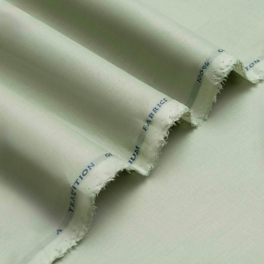 🌿 Light Sage Green Semi-Stiff Cotton Unstitched Suit