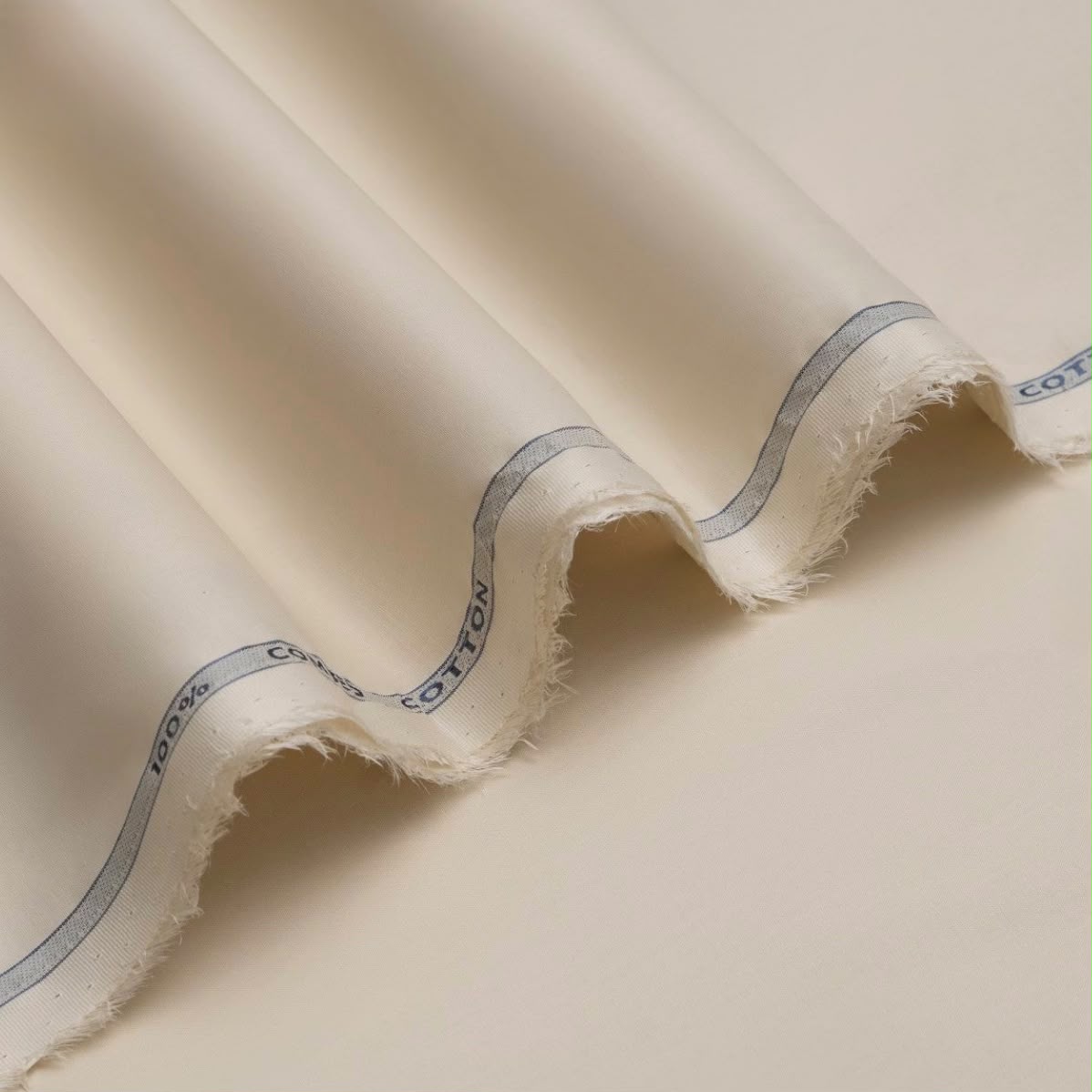 🍨 Luxe Ivory Pearl – Premium Semi-Stiff Unstitched Cotton Fabric