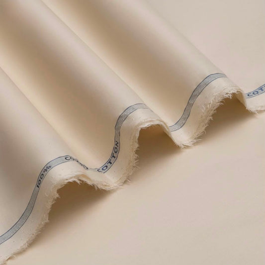 🍨 Luxe Ivory Pearl – Premium Semi-Stiff Unstitched Cotton Fabric