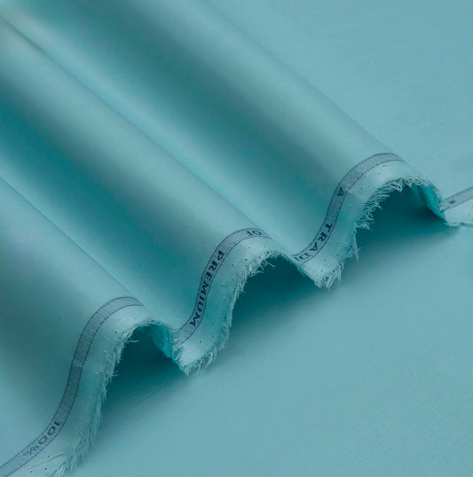 🌊 Light Seafoam Blue Semi-Stiff Cotton Unstitched Suit